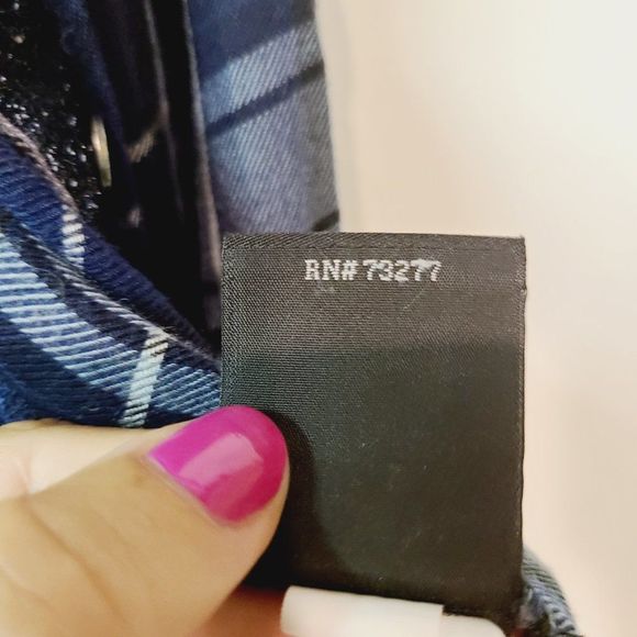 Rock & Republic Shirt Blue Plaid Flannel Metallic Trim Button Up Long Sleeve XS - Picture 6 of 7